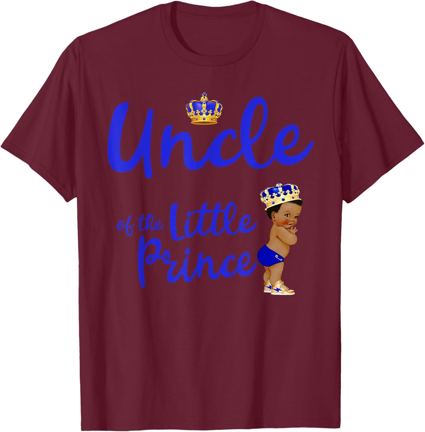 Uncle Of The Birthday Prince Boy Bday Party Idea T-Shirt - T-Shirt | Maroon