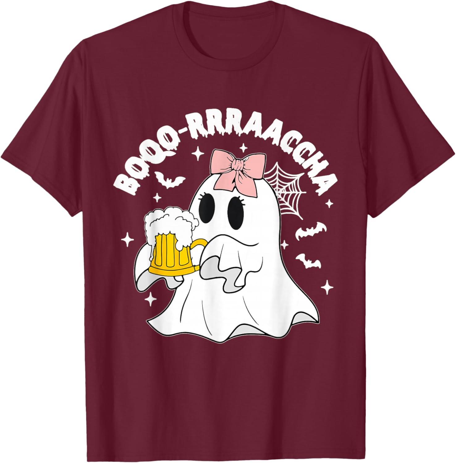 Boo-racha Funny Halloween Ghost Beer Design Borracha Funny T-Shirt - T-Shirt | Maroon