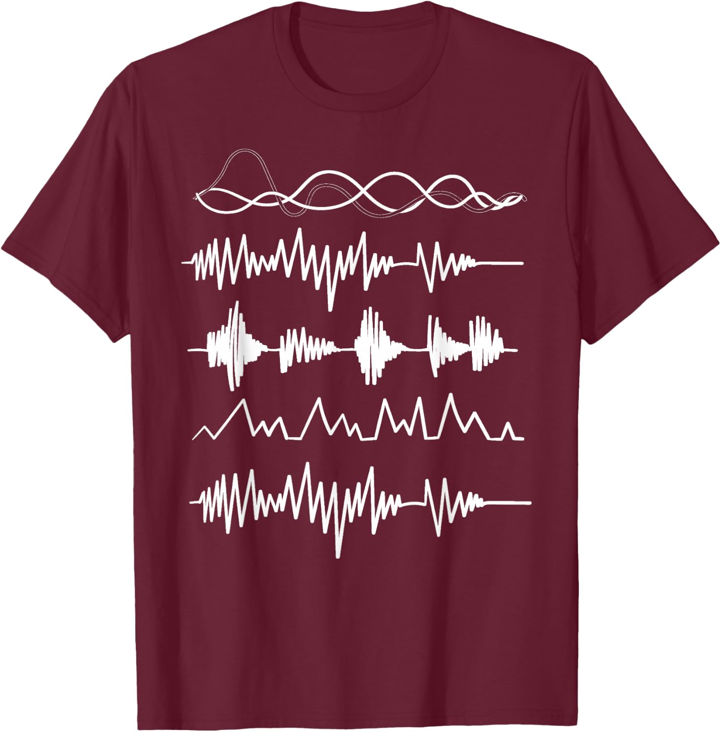 Waves EQ Sound Engineer Audio Engineer Music Production T-Shirt - T-Shirt | Maroon