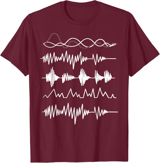 Waves EQ Sound Engineer Audio Engineer Music Production T-Shirt - T-Shirt | Maroon
