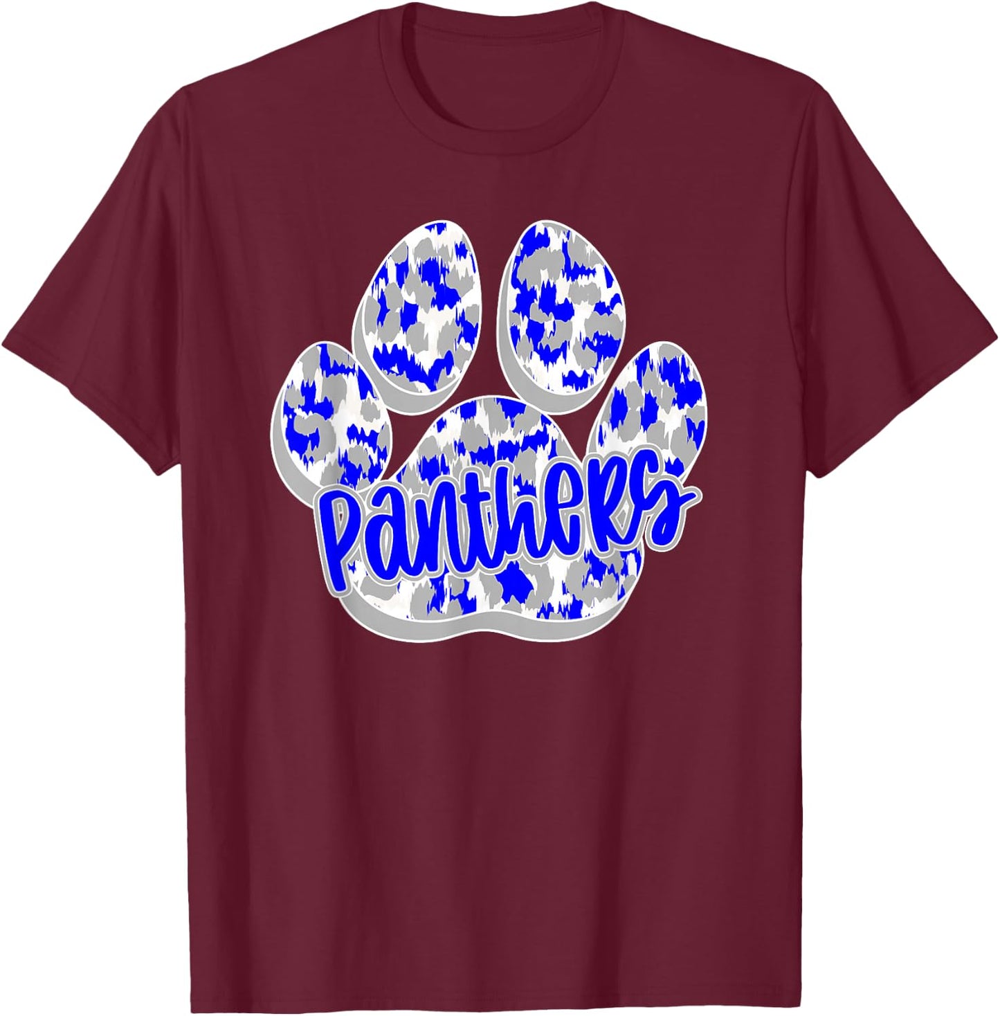 Panthers Paw Print Blue Panther Pride School Spirit Panthers T-Shirt - T-Shirt | Maroon