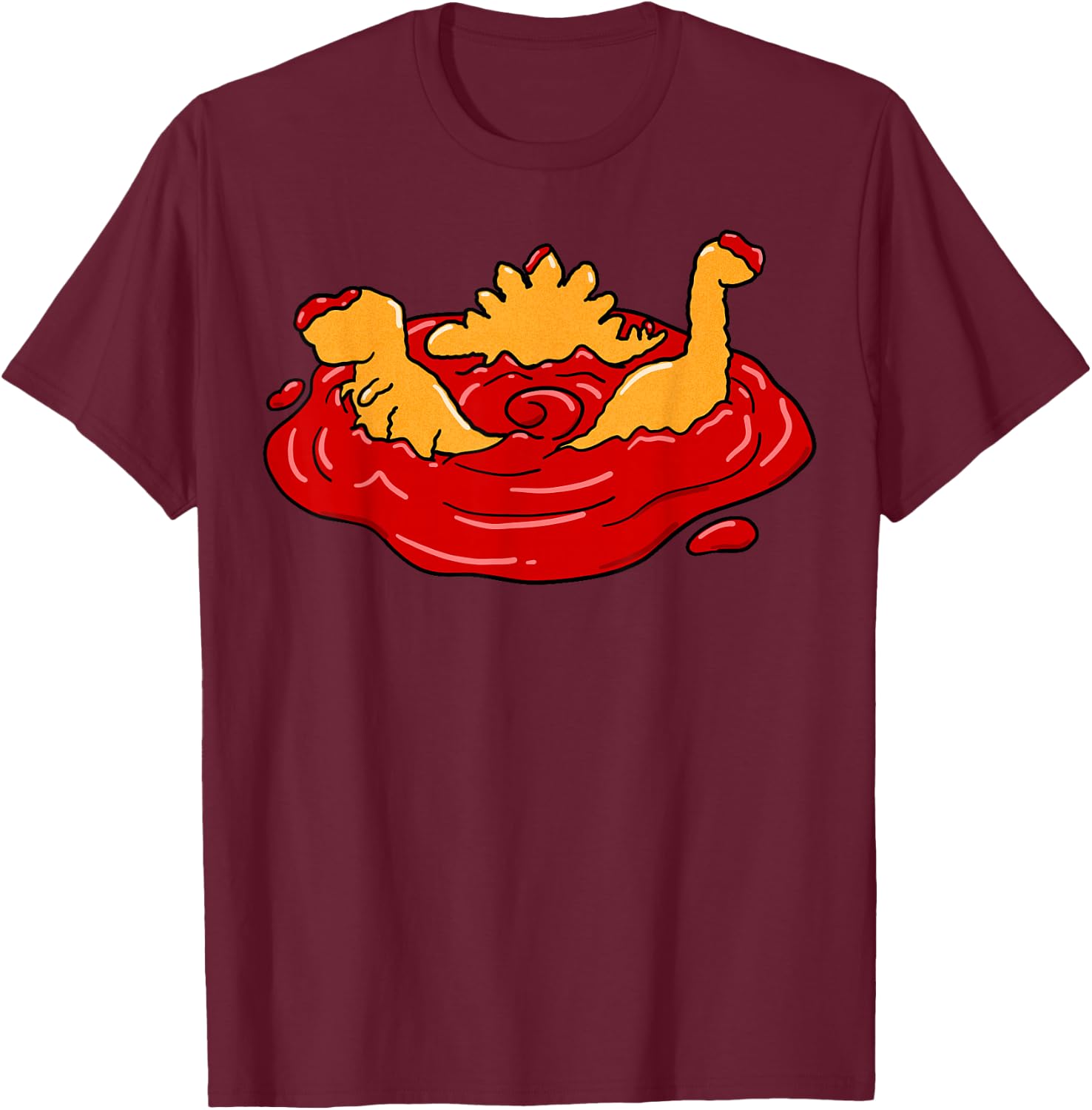 Ketchup Dino Nugget Apocalypse Funny Dinosaur Chicken Nugget T-Shirt - T-Shirt | Maroon
