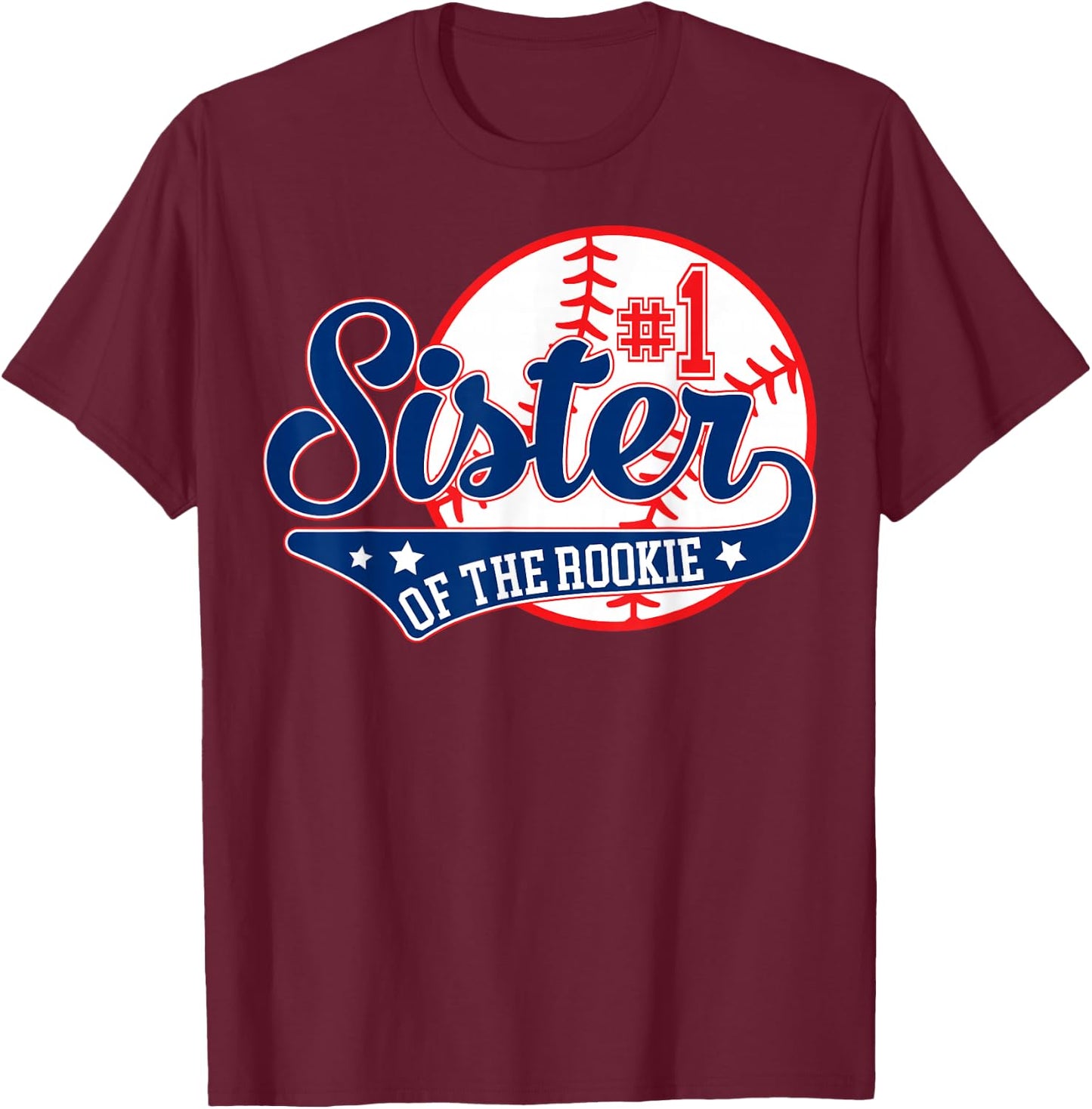 Sister of Rookie 1st Birthday Baseball Theme Matching Party T-Shirt - T-Shirt | Maroon