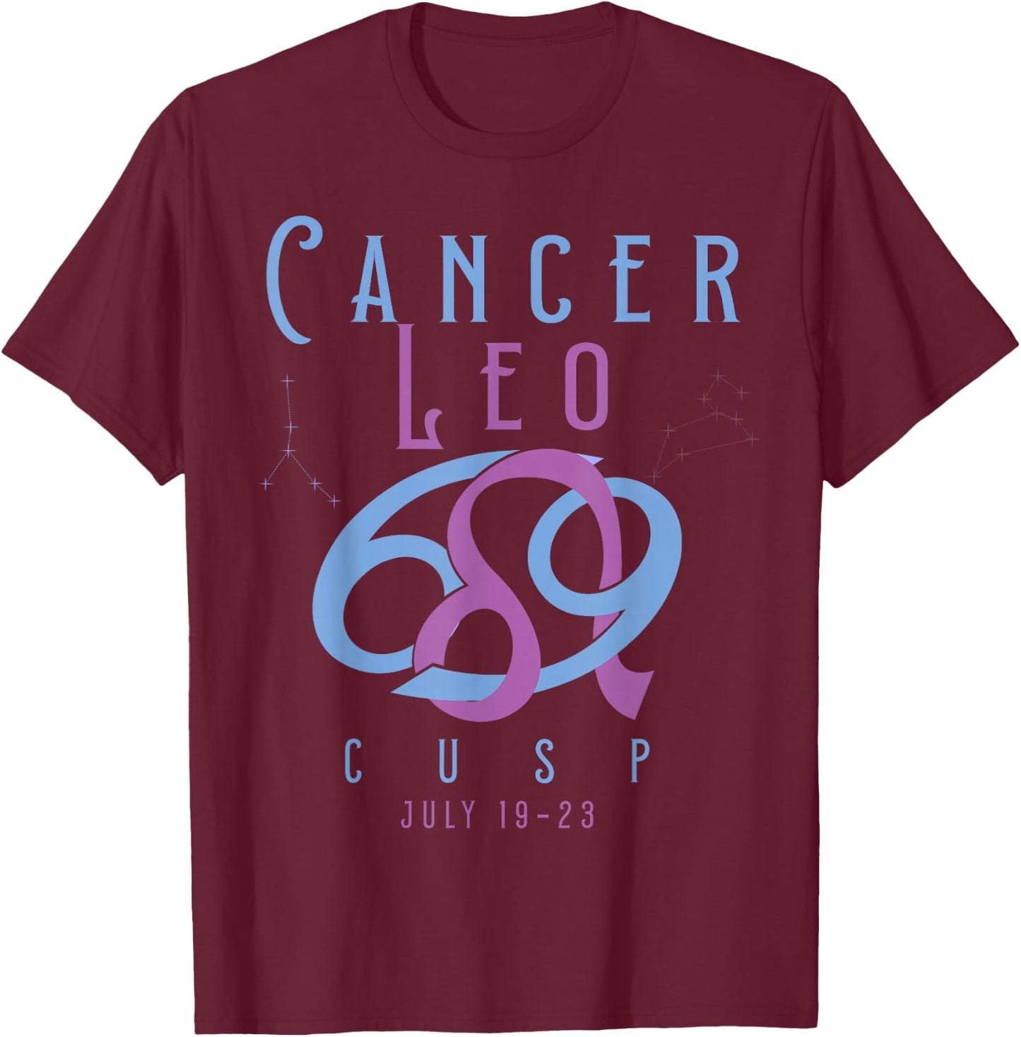 Cancer Leo Cusp Symbol Astrology Zodiac Sign Horoscope T-Shirt - T-Shirt | Maroon