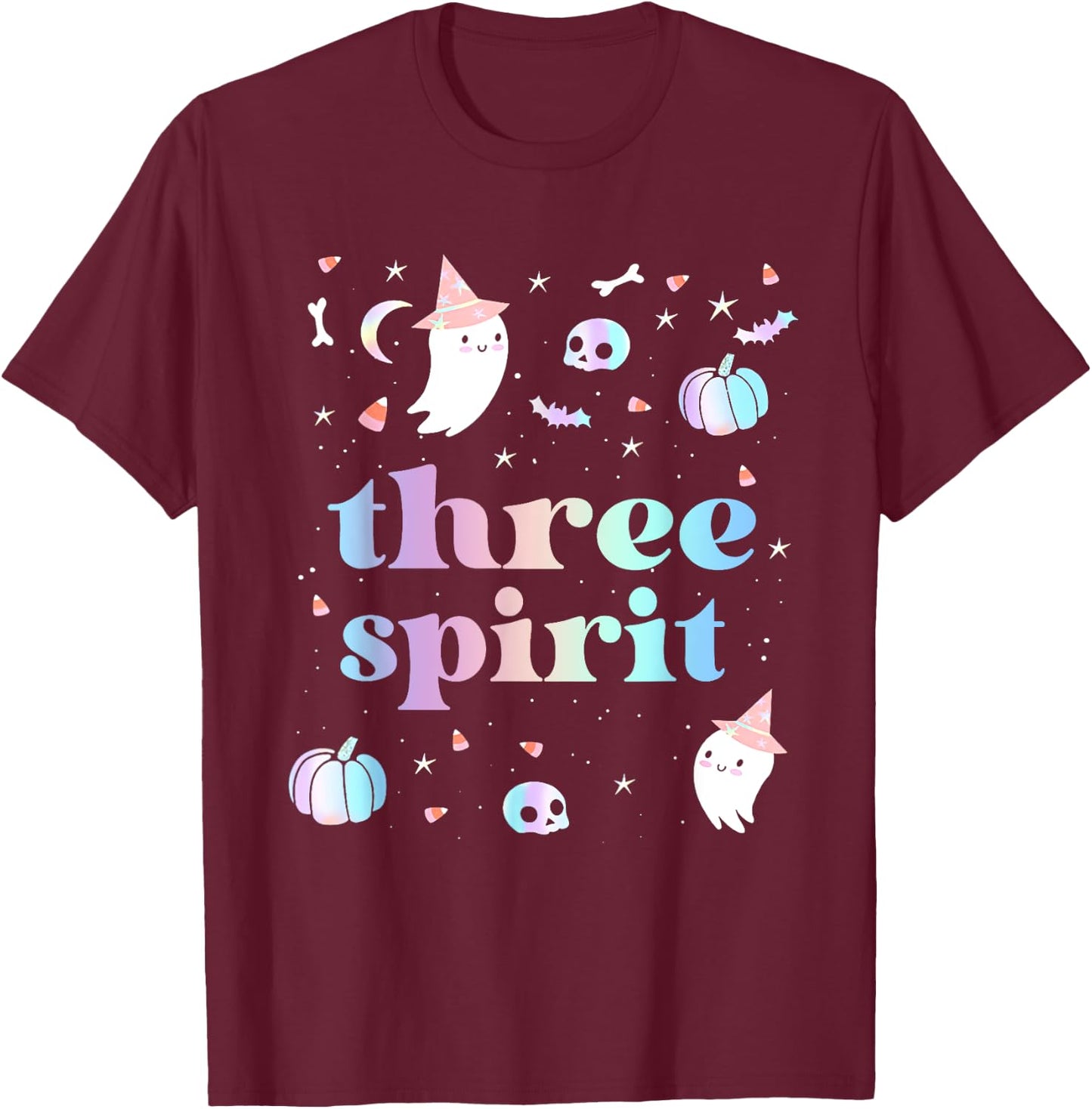 Three Spirit Birthday Girl 3 Year Old Cute Halloween T-Shirt - T-Shirt | Maroon