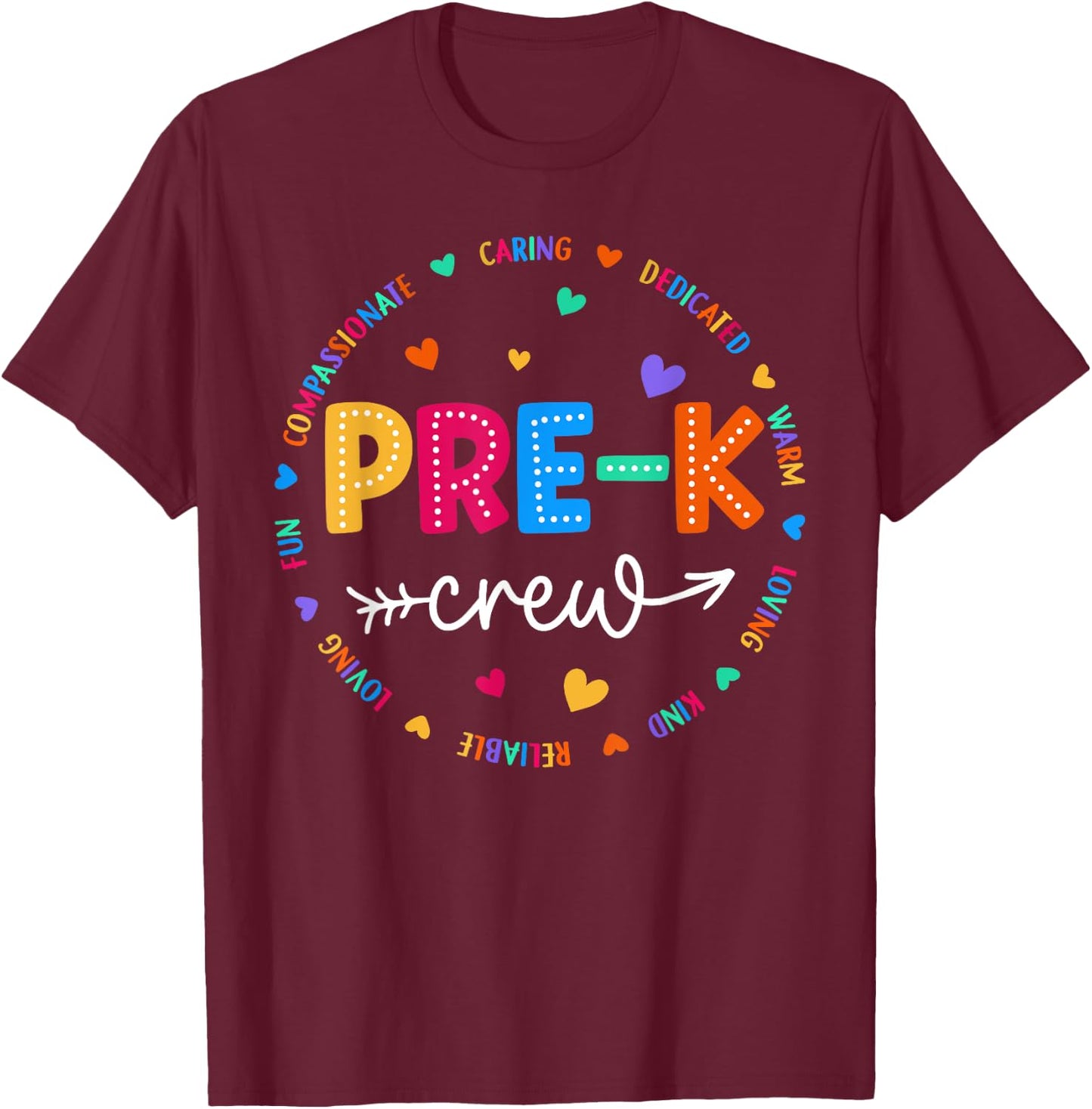 Pre-K Crew Back to School Pre-K Teacher Student First Day T-Shirt - T-Shirt | Maroon