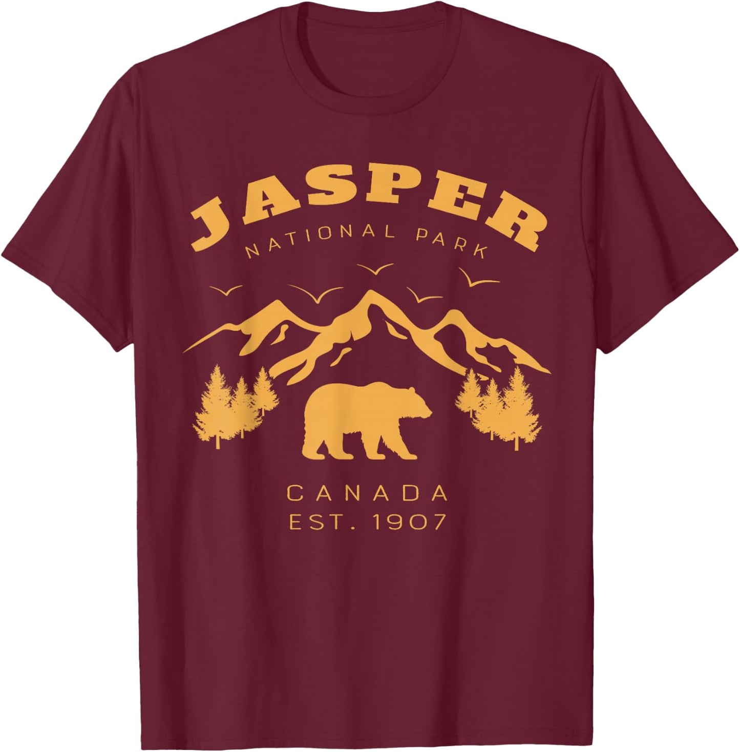 Retro Vintage Jasper National Park for kids Hiking Camping T-Shirt - T-Shirt | Maroon