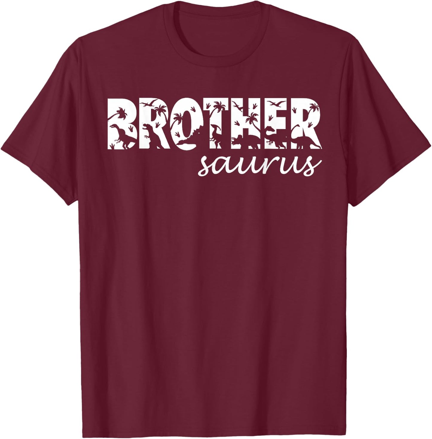 Brothersaurus T Rex Dinosaur Brother Saurus Family Matching T-Shirt - T-Shirt | Maroon