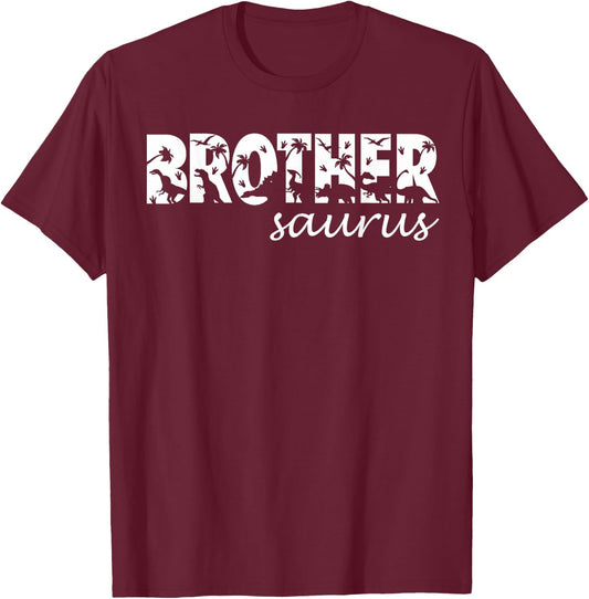 Brothersaurus T Rex Dinosaur Brother Saurus Family Matching T-Shirt - T-Shirt | Maroon