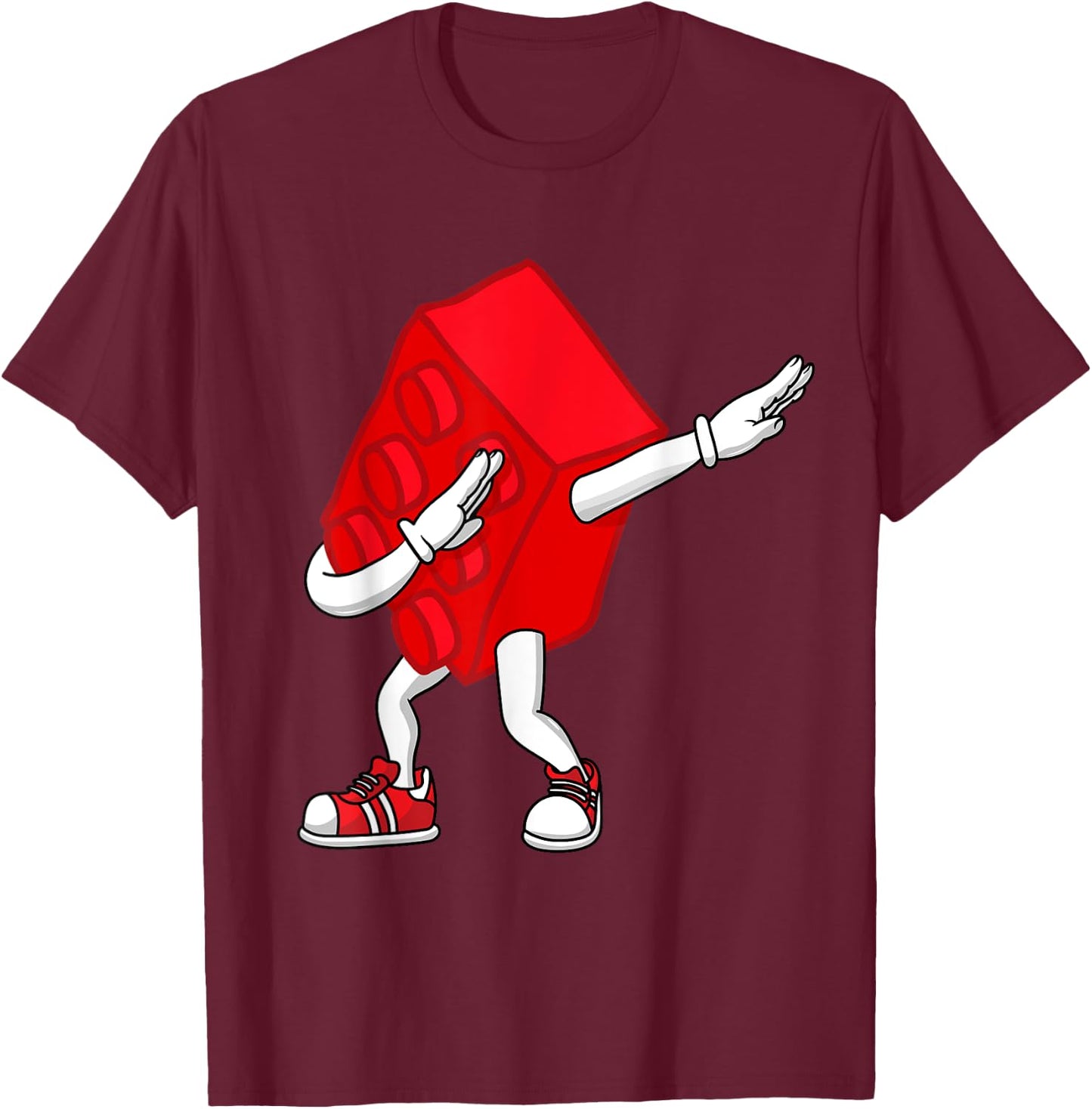 Dabbing Kids Master Builder Funny Building Blocks Brick Boys T-Shirt - T-Shirt | Maroon