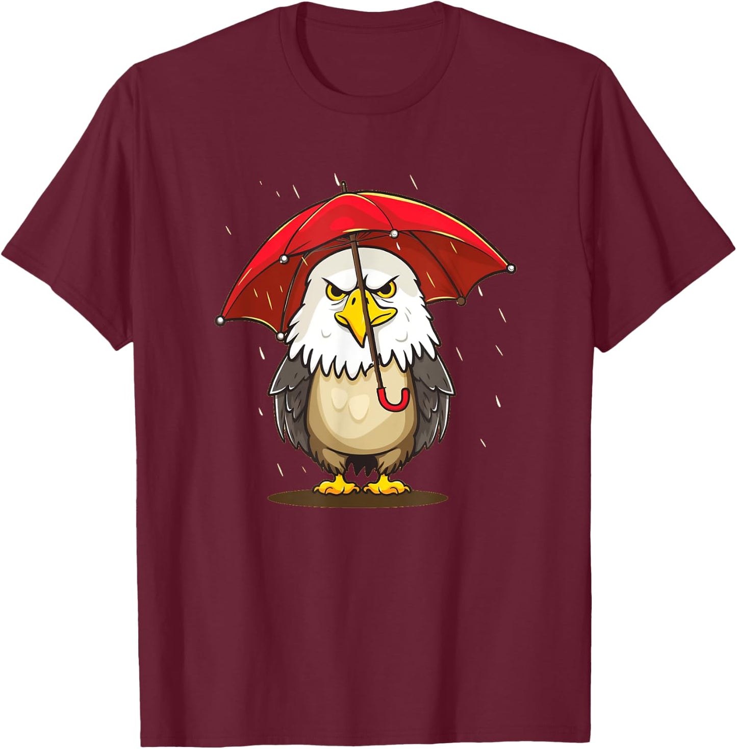 Pretty Eagle with red Umbrella Costume for Rainy Days T-Shirt - T-Shirt | Maroon