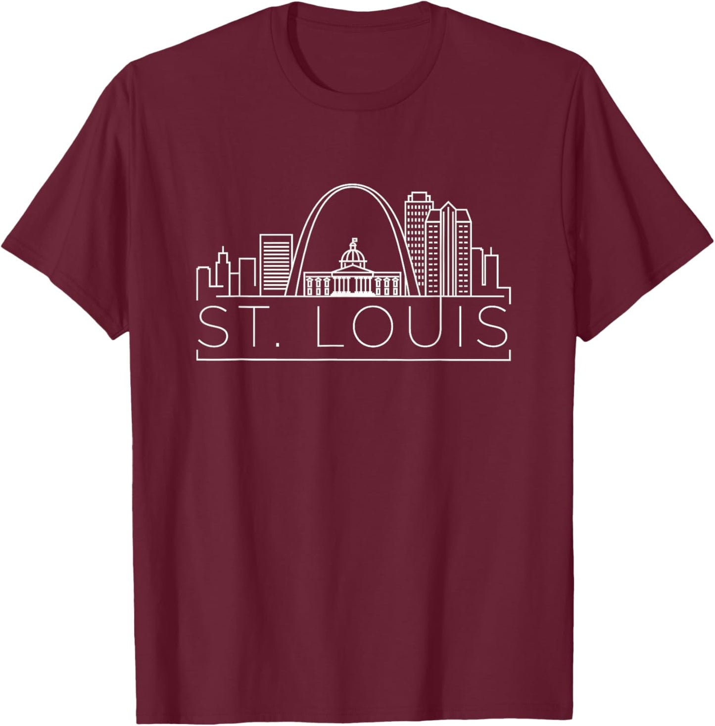 St. Louis, Missouri City Skyline T-Shirt - T-Shirt | Maroon