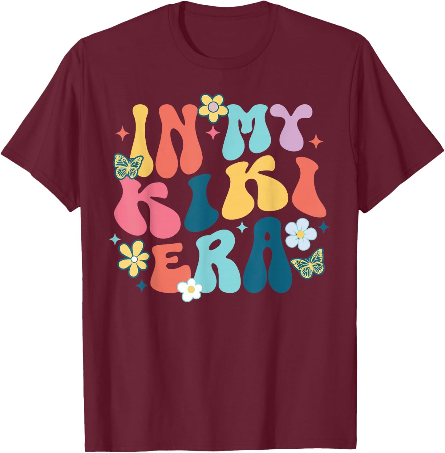 Retro Groovy In My Kiki Era Happy Mother's Day T-Shirt - T-Shirt | Maroon