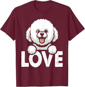 I Love My Bichons Frise Dog Lover T-Shirt - T-Shirt | Maroon