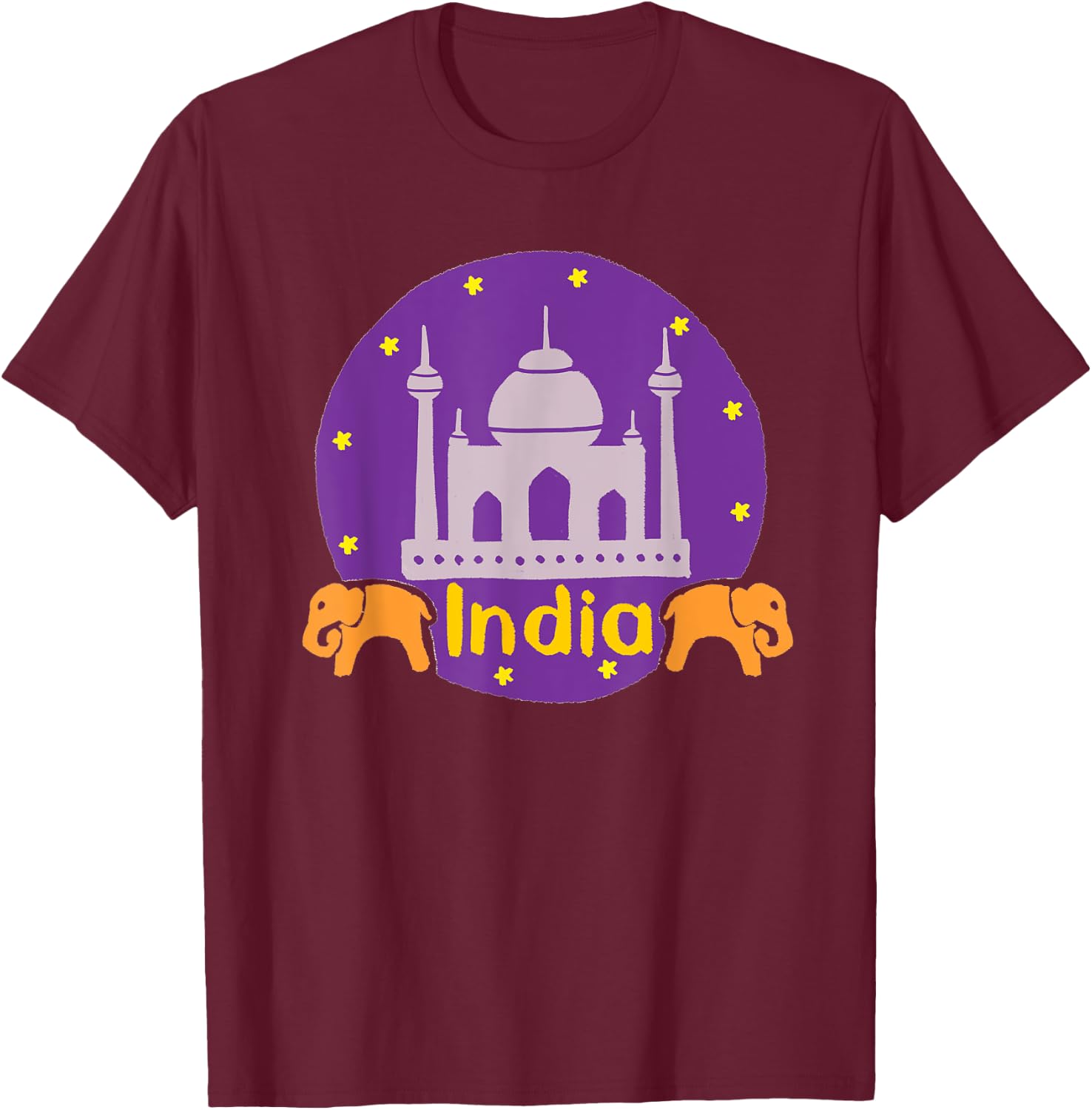 India Red Map Silhouette T-Shirt - T-Shirt | Maroon