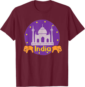 India Red Map Silhouette T-Shirt - T-Shirt | Maroon