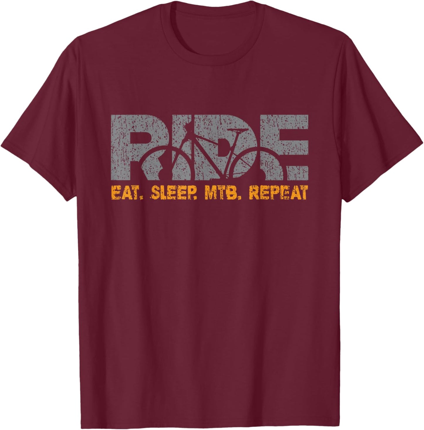 Ride Eat Sleep MTB Repeat Funny Bicycle Mountain Bike Lovers T-Shirt - T-Shirt | Maroon