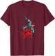Swallowtail in flight with red spider lilies bird wings air T-Shirt - T-Shirt | Maroon