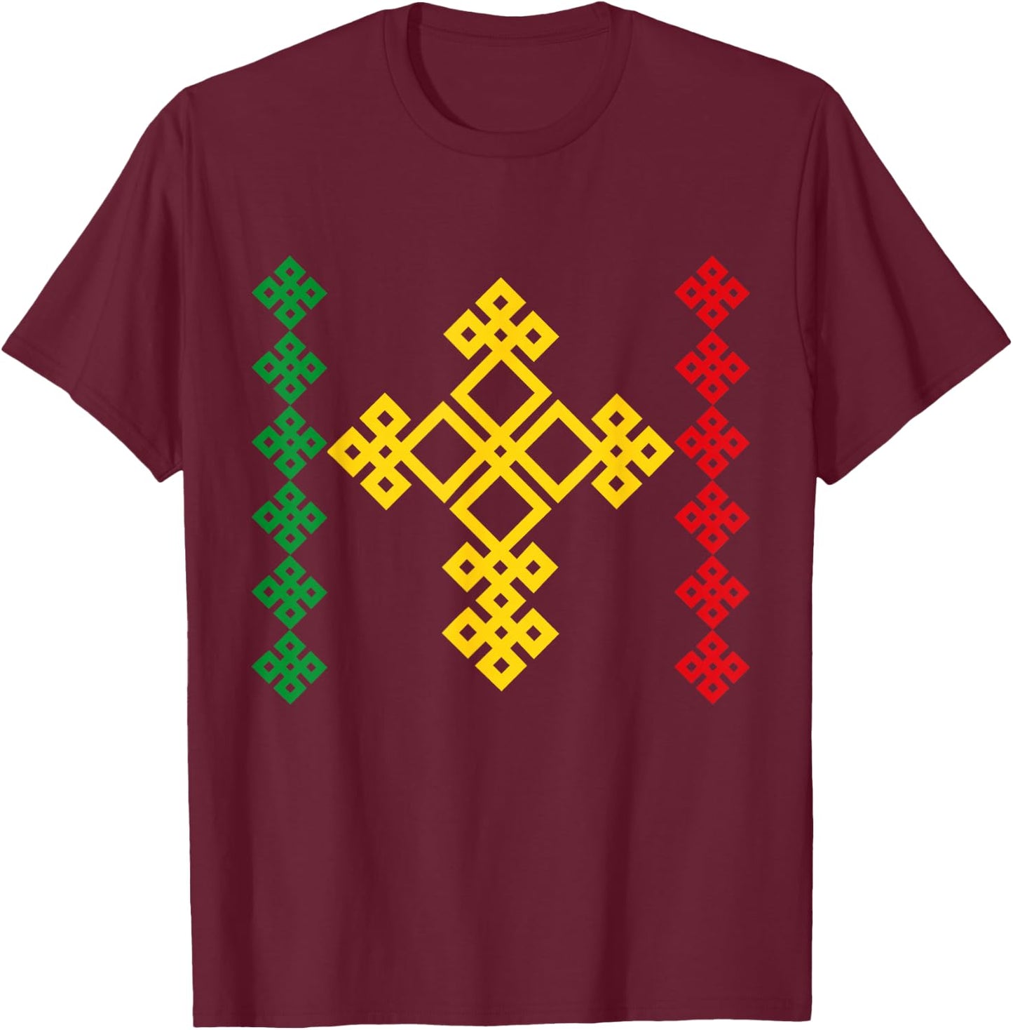 Ethiopian Cross Ethiopia T-Shirt - T-Shirt | Maroon
