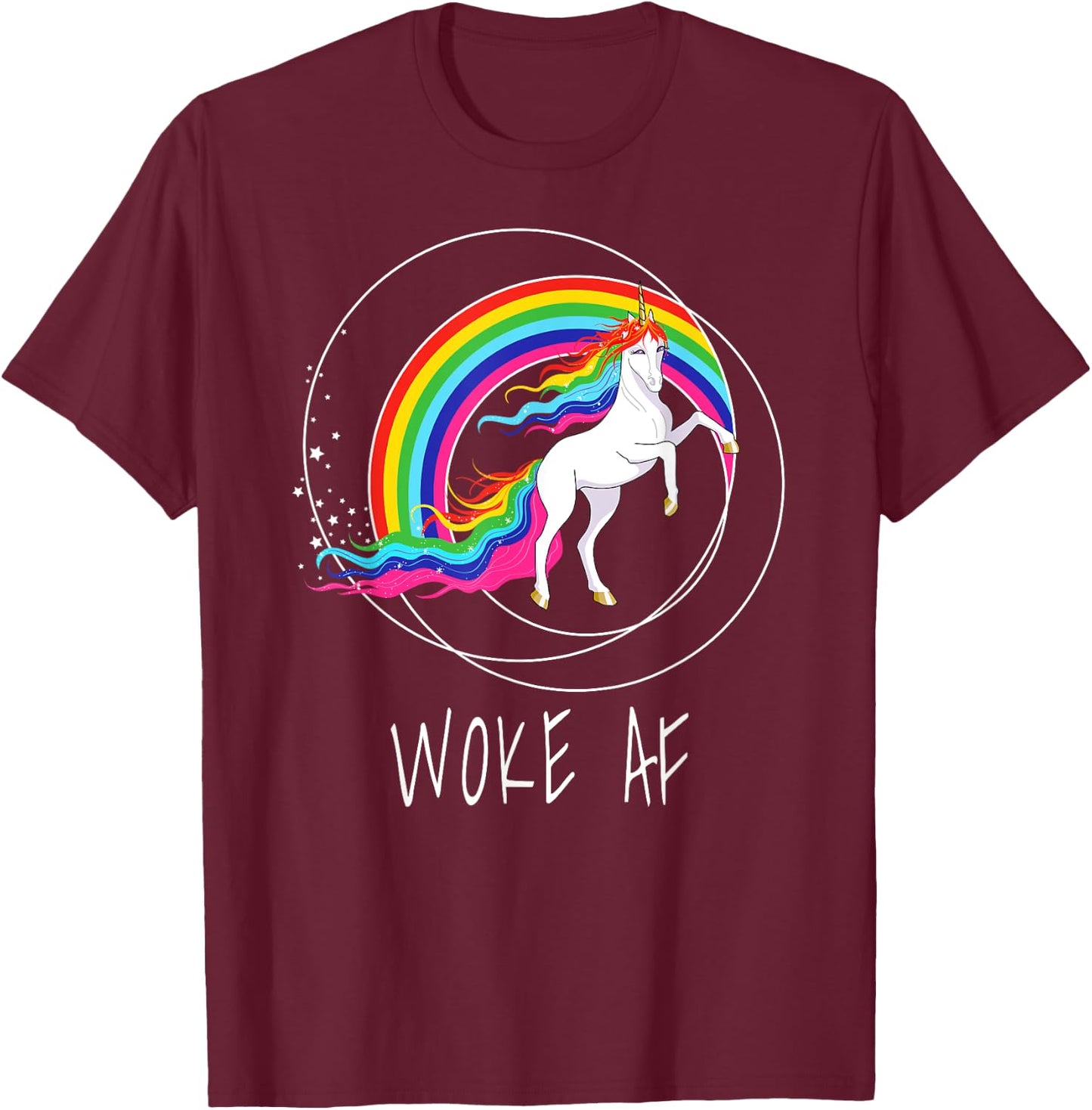 Woke AF Unicorn Spiritual Political Activist T-Shirt - T-Shirt | Maroon