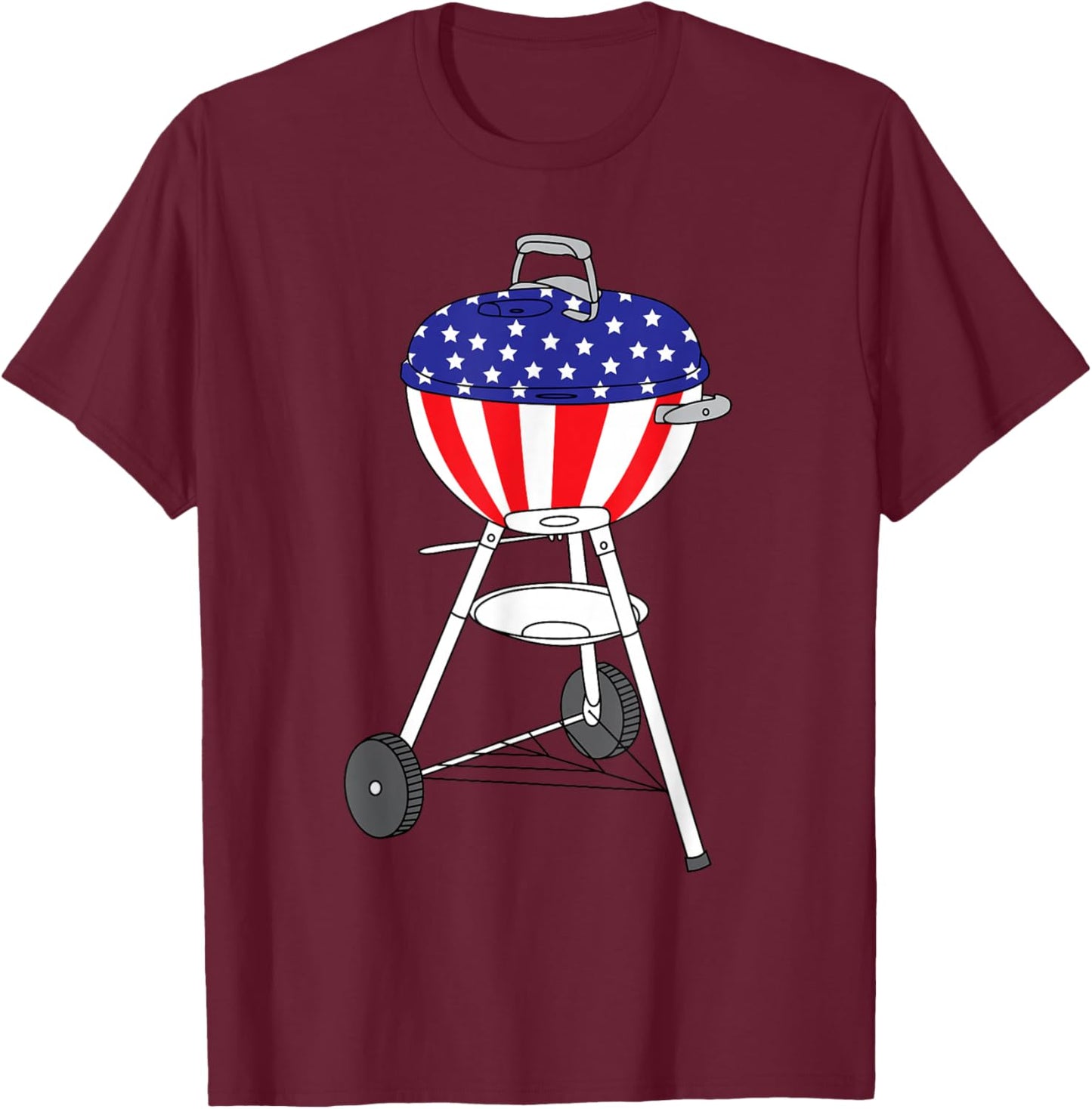 USA Charcoal Kettle Grill Shirt | July 4th Grill Gift T-Shirt - T-Shirt | Maroon