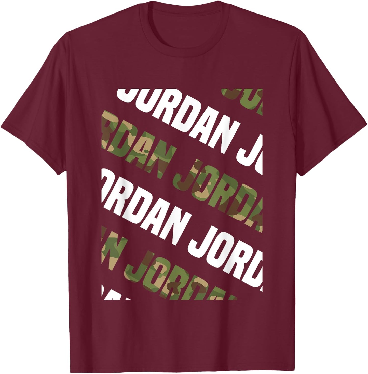Diagonal Jordan Pattern Design Gift Green Camouflage Print T-Shirt - T-Shirt | Maroon