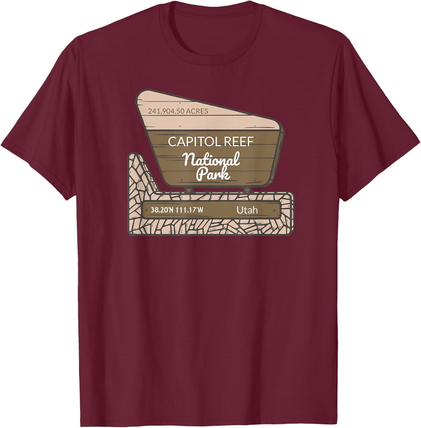 Capitol Reef National Park Utah Park Entrance Sign T-Shirt - T-Shirt | Maroon