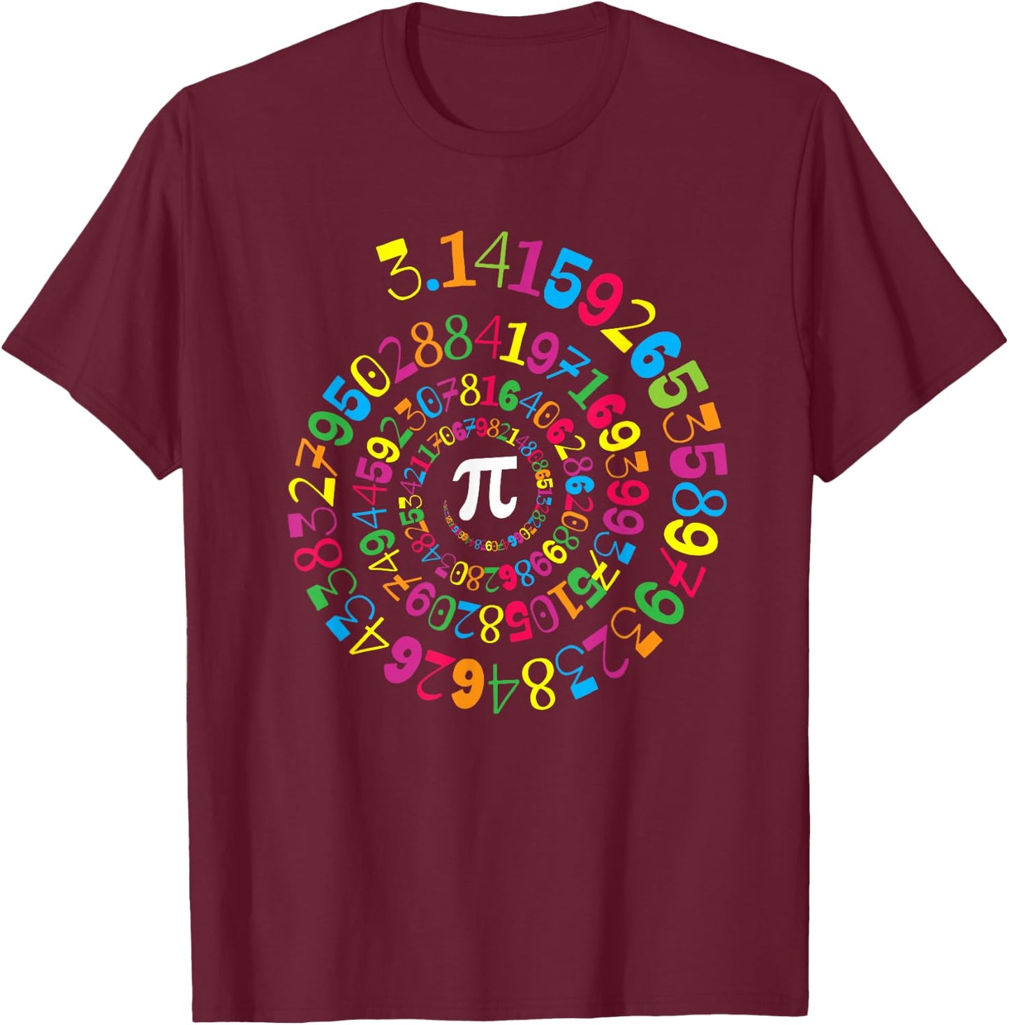 Pi Spiral Novelty Math Geek 3.14 Pi Day T-Shirt - T-Shirt | Maroon