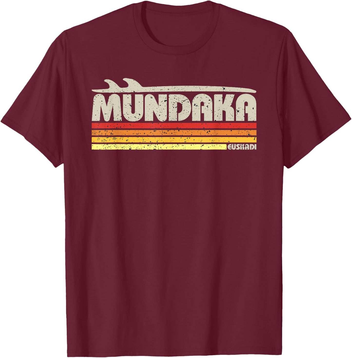 Mundaka Basque Country Spain - Retro Surf Paradise T-Shirt - T-Shirt | Maroon