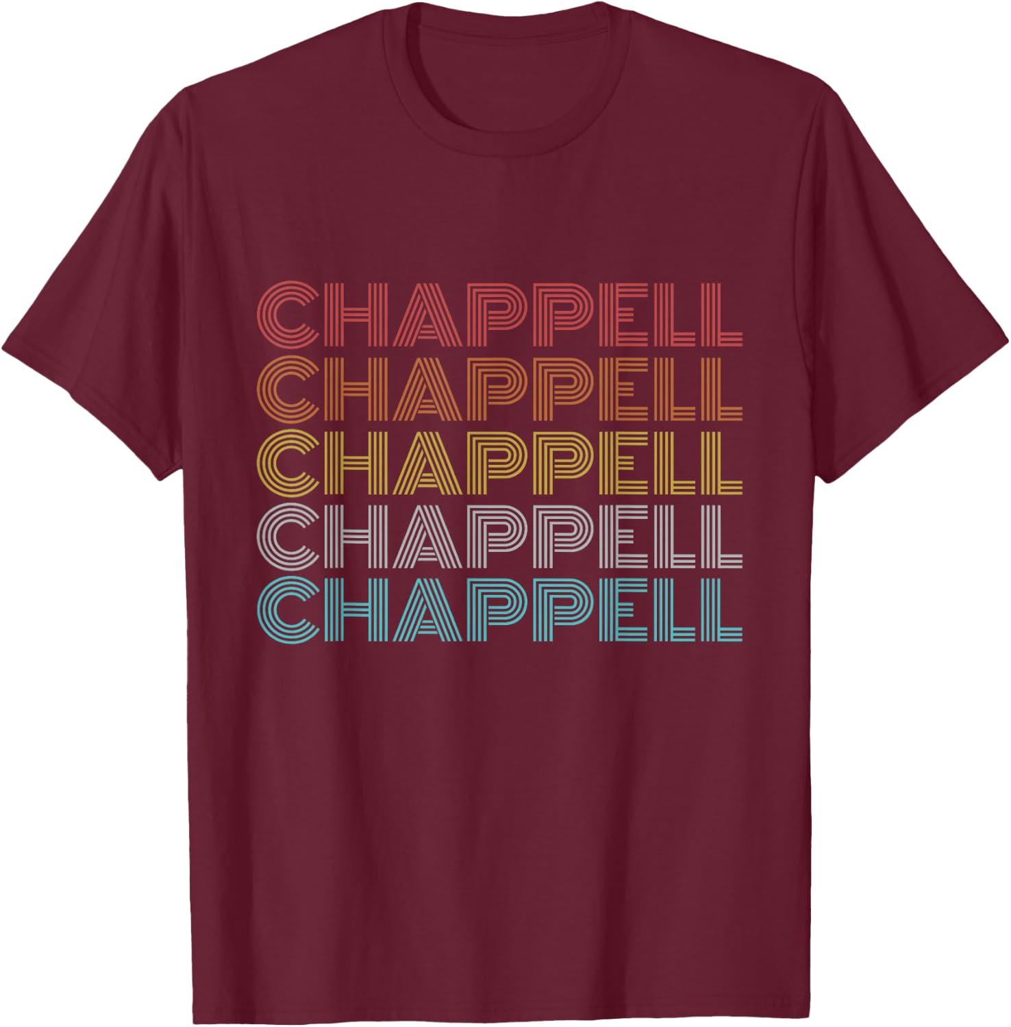 Chappell Retro Vintage Black , -Adults, Short Sleeve, Small T-Shirt - T-Shirt | Maroon