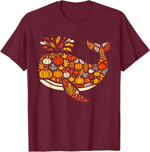 Autumn Pumpkin Fall Whale Thanksgiving Kids T-Shirt - T-Shirt | Maroon