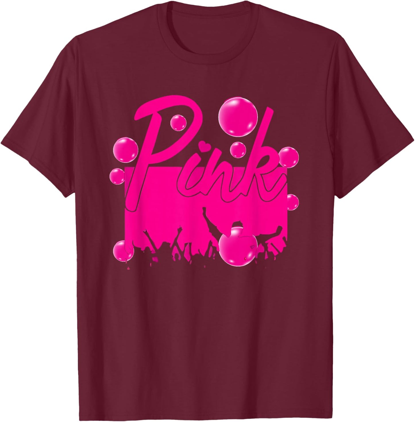 Retro Pink Personalized Name Pink Women Kids Meme T-Shirt - T-Shirt | Maroon