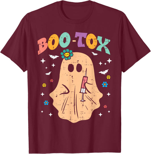 Halloween Botox Ghost Boo Tox Retro Costume Groovy Women T-Shirt - T-Shirt | Maroon