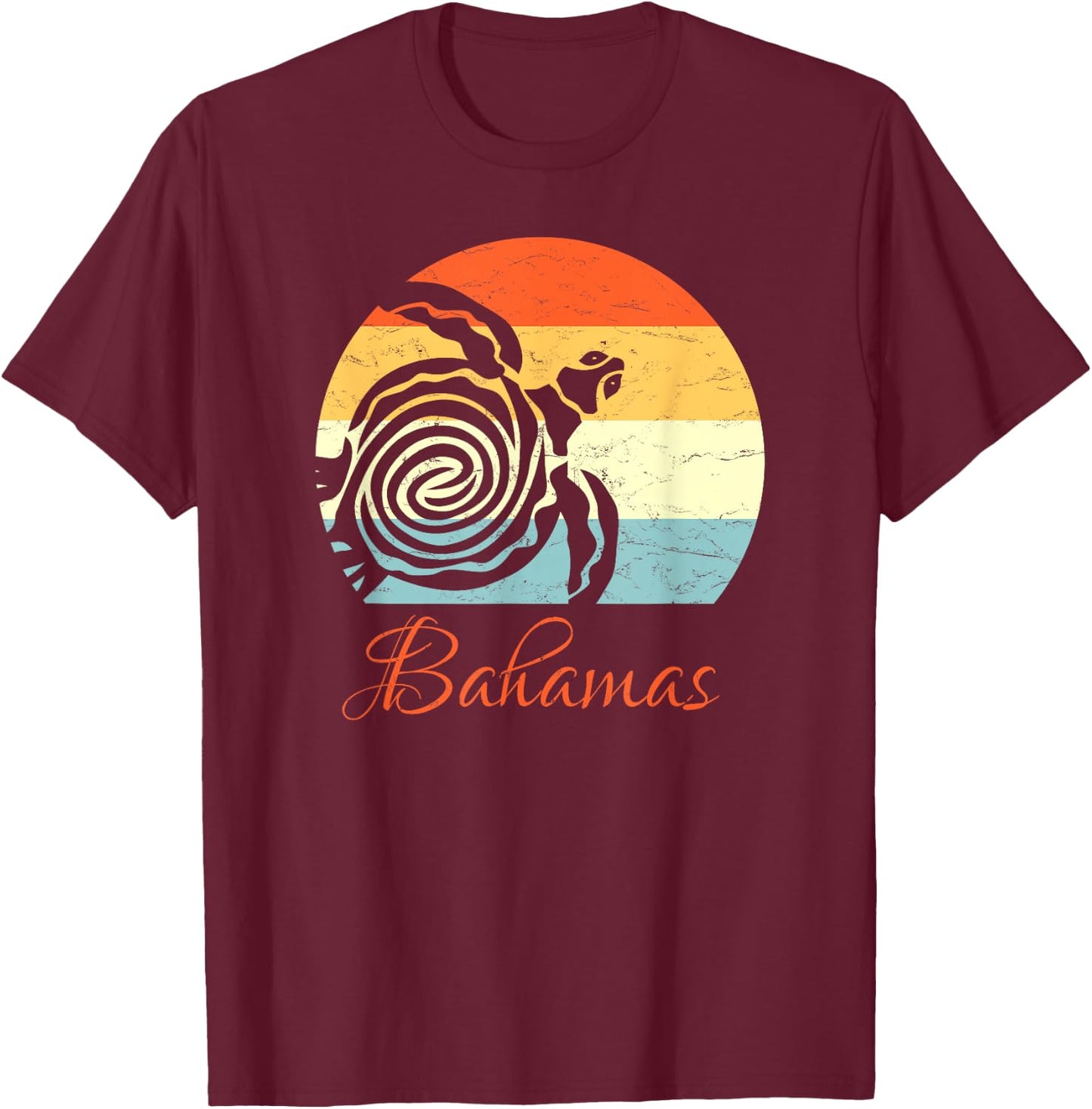 Bahamas Vintage Retro Throwback Sea Turtle Vacation T-Shirt - T-Shirt | Maroon