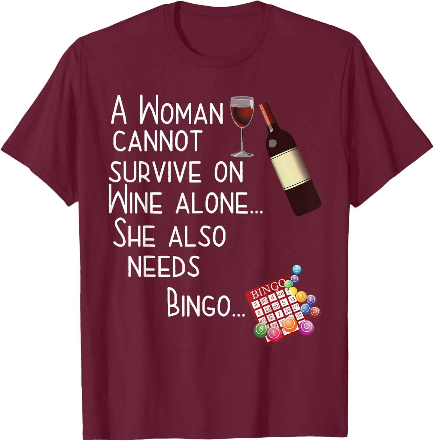 Wine & Bingo T Shirt T-Shirt - T-Shirt | Maroon