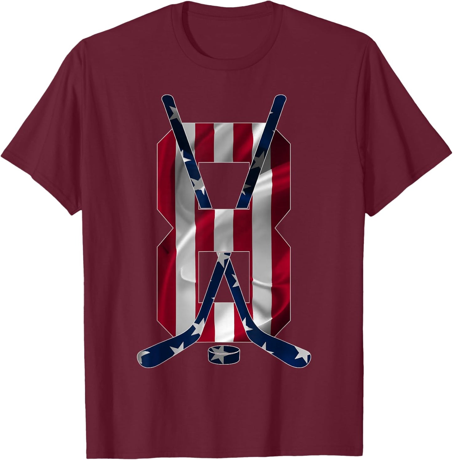 Number 8 Years Ice Hockey 8th Birthday T-Shirt - T-Shirt | Maroon