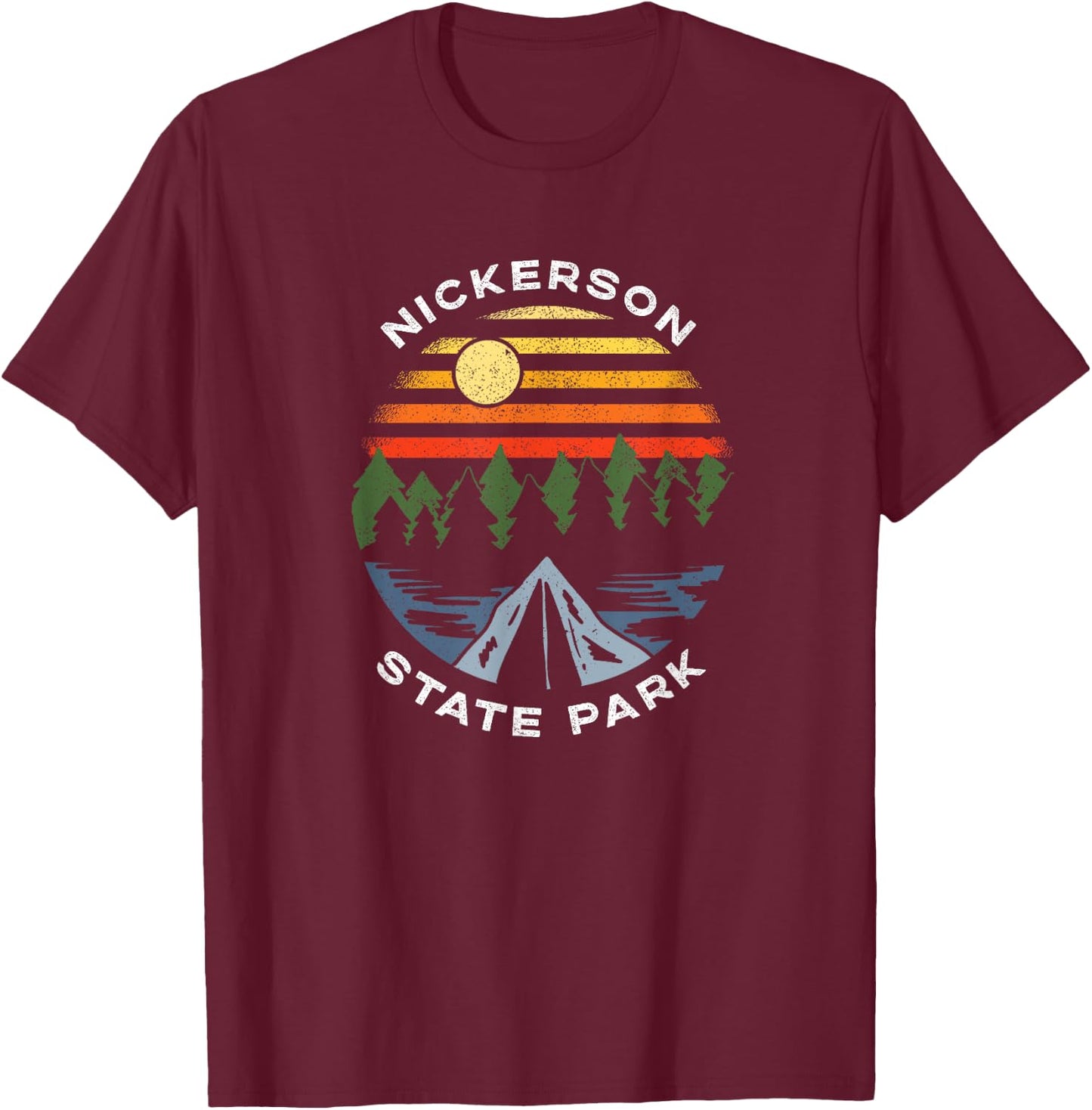 Nickerson State Park Massachusetts Camping Souvenir T-Shirt - T-Shirt | Maroon