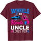 Wheels Or Heels Uncle Loves You Gender Reveal T-Shirt - T-Shirt | Maroon