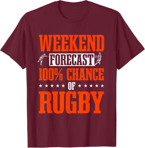 Rugby Player Football Game Athlete Sports Weekend Forecast T-Shirt - T-Shirt | Maroon