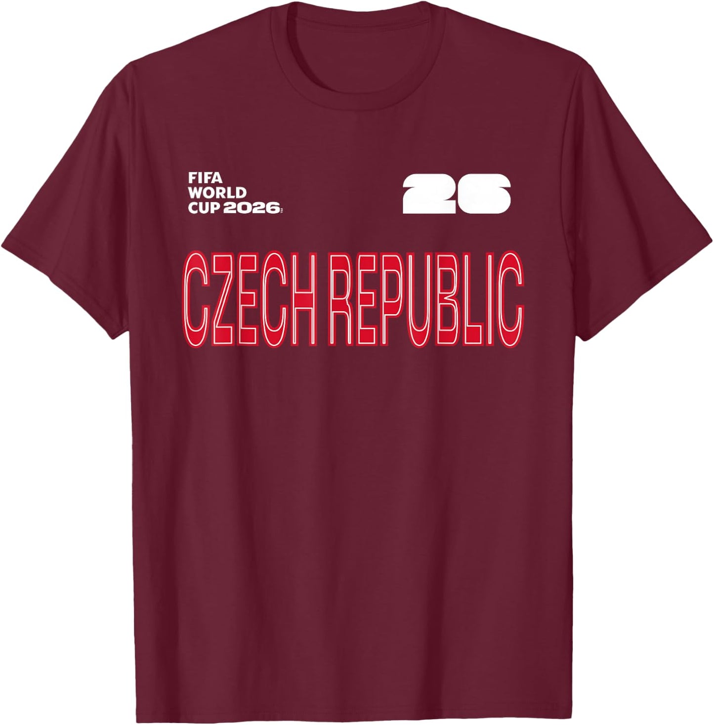 FIFA World CUP26 Czech Republic Outline Graphic T-Shirt - T-Shirt | Maroon