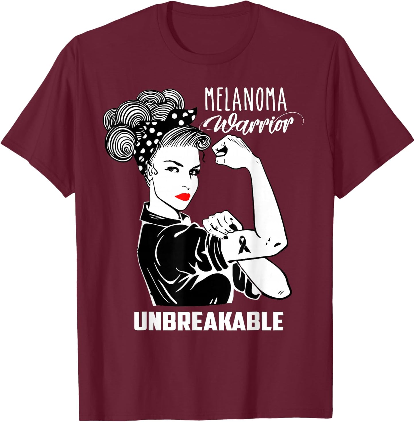 Melanoma Warrior Unbreakable Shirt Melanoma Awareness Gift T-Shirt - T-Shirt | Maroon