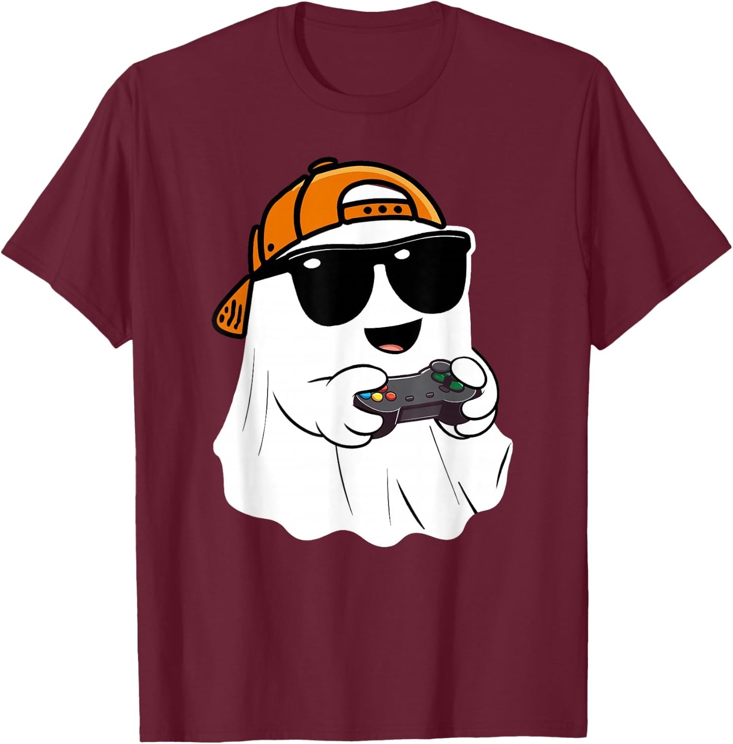 Halloween boys kids ghost gamer scary Costume gaming men T-Shirt - T-Shirt | Maroon