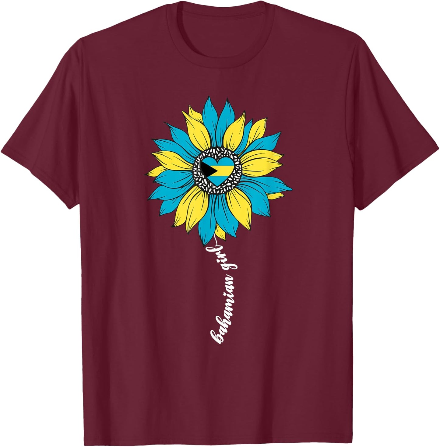 Bahamian Girl Bimini Nassau Bahamas Flag Cute T-Shirt - T-Shirt | Maroon