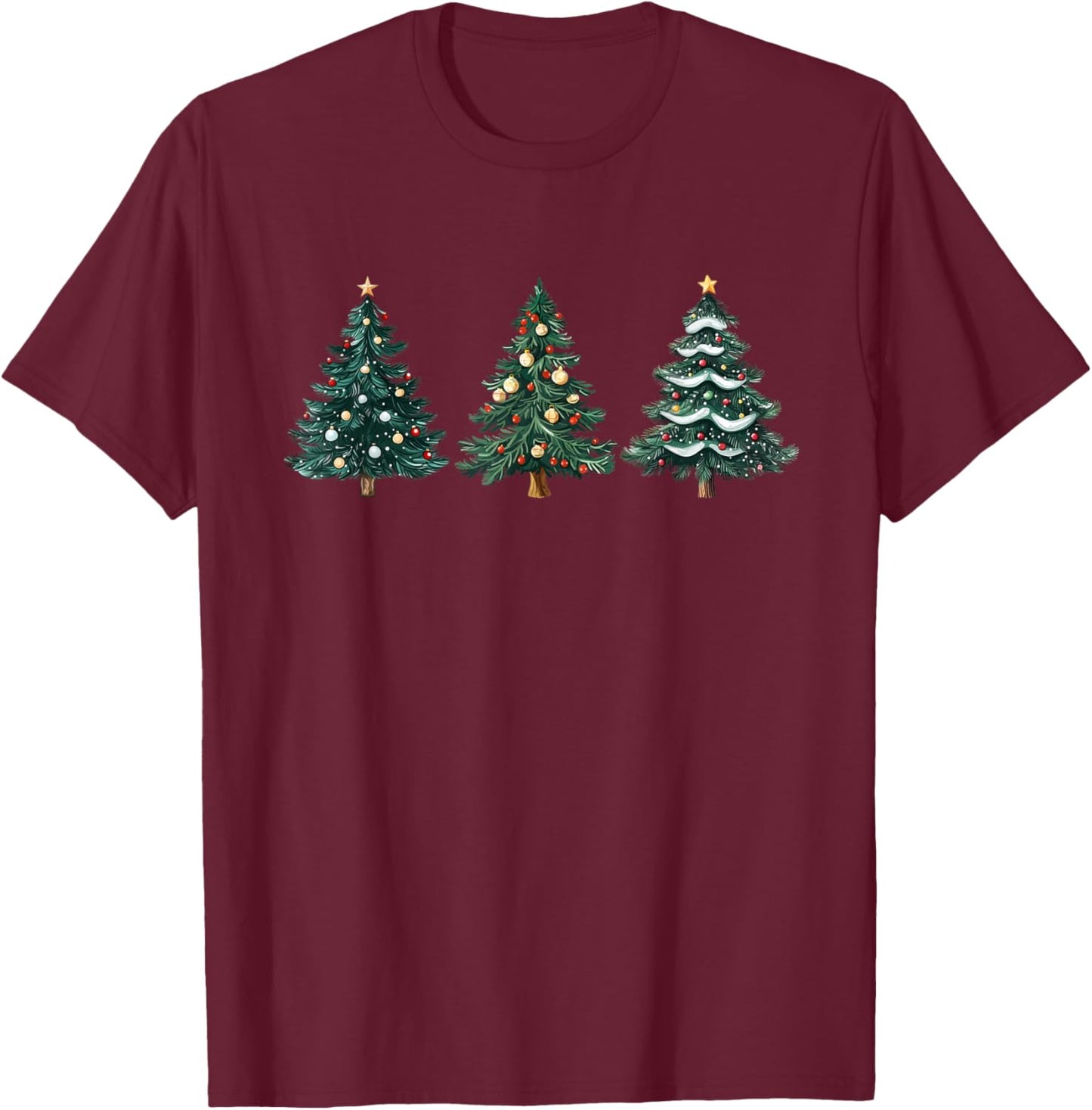 ChristmasTreeXmasCo. Christmas Tree Xmas Graphic -Adults, -Kids - Black, Small, Short Sleeve T-Shirt - T-Shirt | Maroon