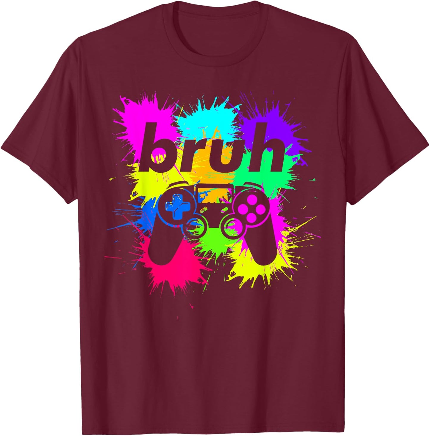 Bruh Meme Video Game Controller Cool Gamer Boy Teen Boys Men T-Shirt - T-Shirt | Maroon