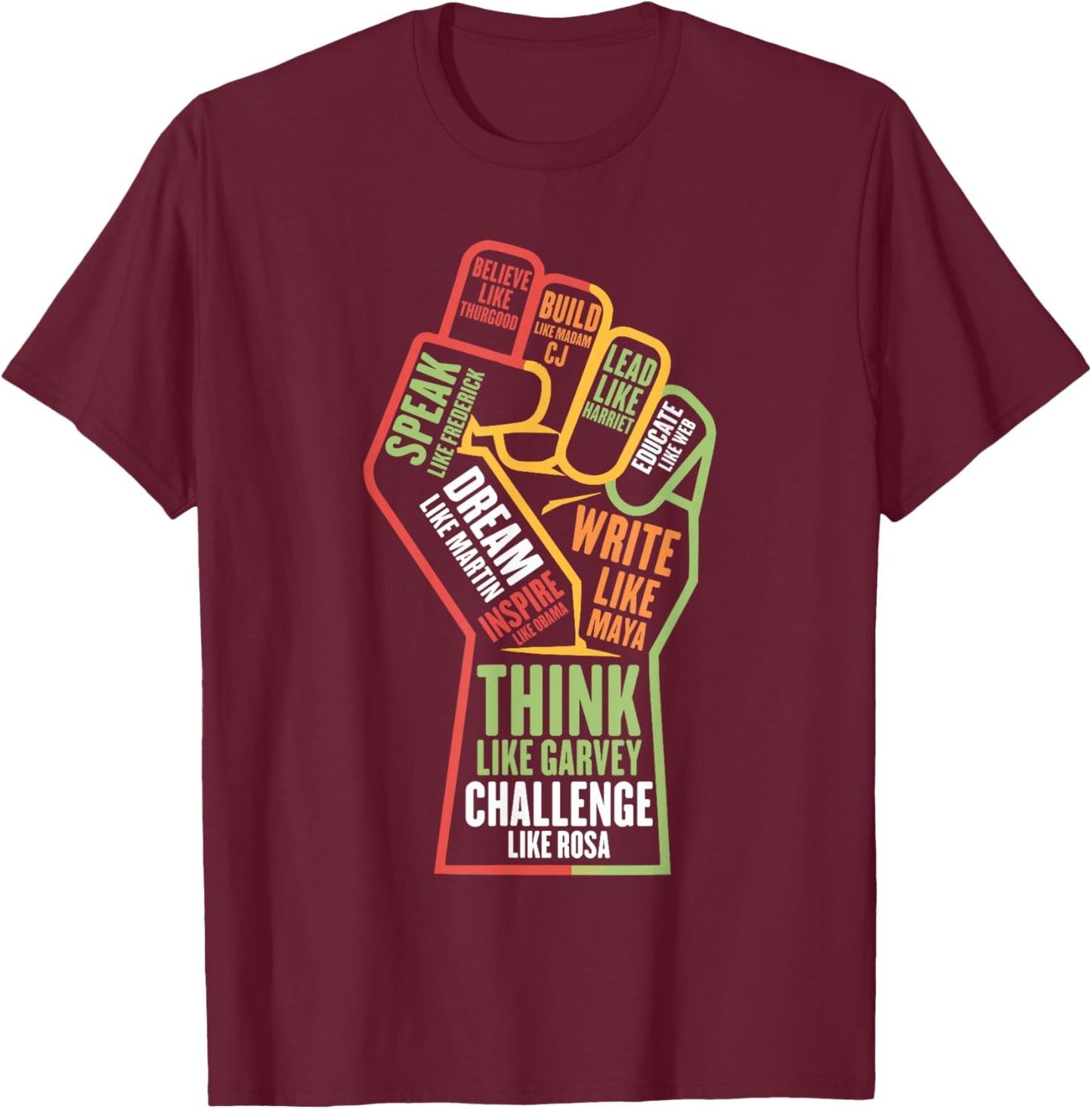 Black History Month Afro African American Melanin T-Shirt - T-Shirt | Maroon