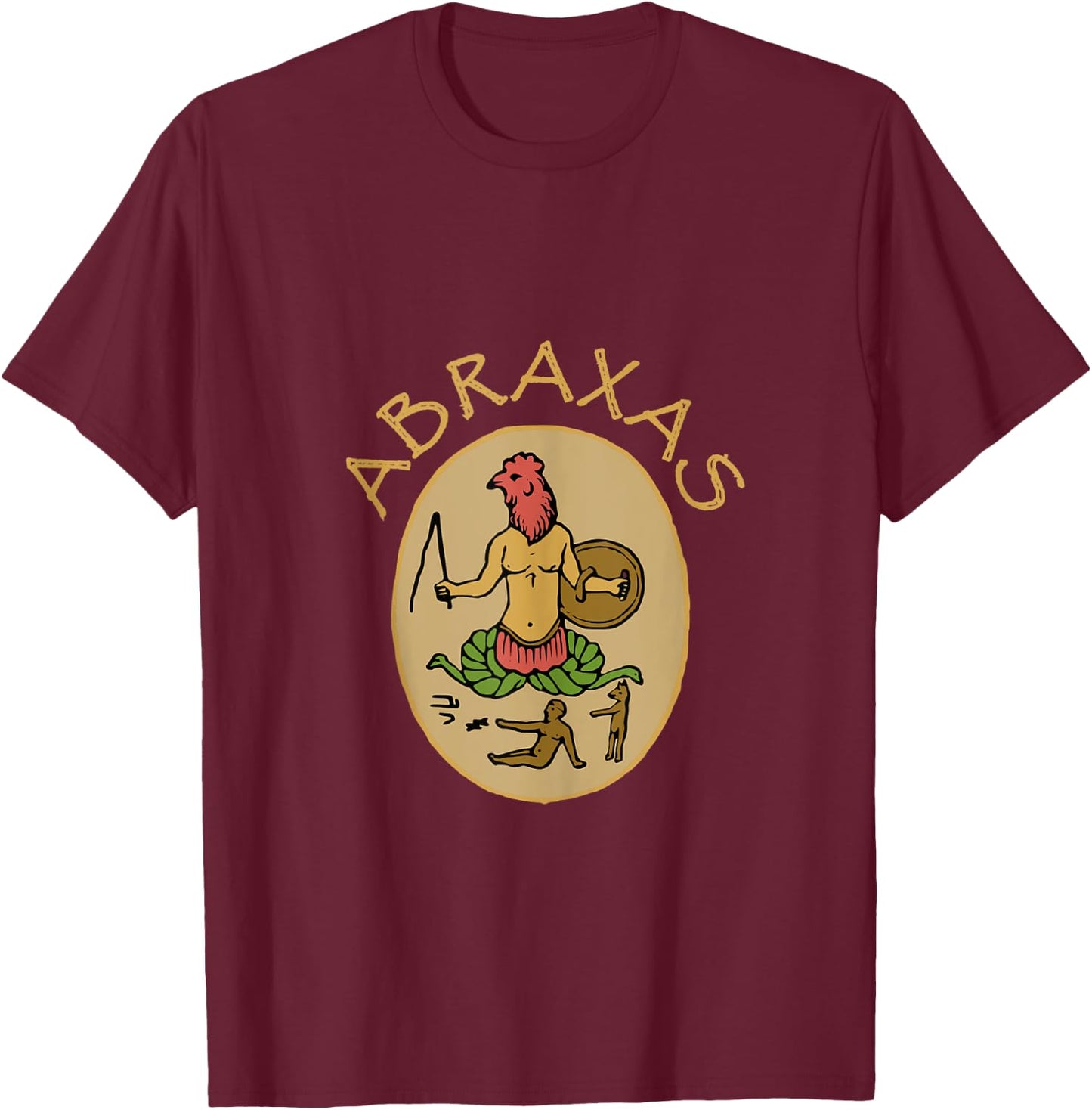 Abraxas Gnostic God Talisman Gnostic Color Graphic T-Shirt - T-Shirt | Maroon