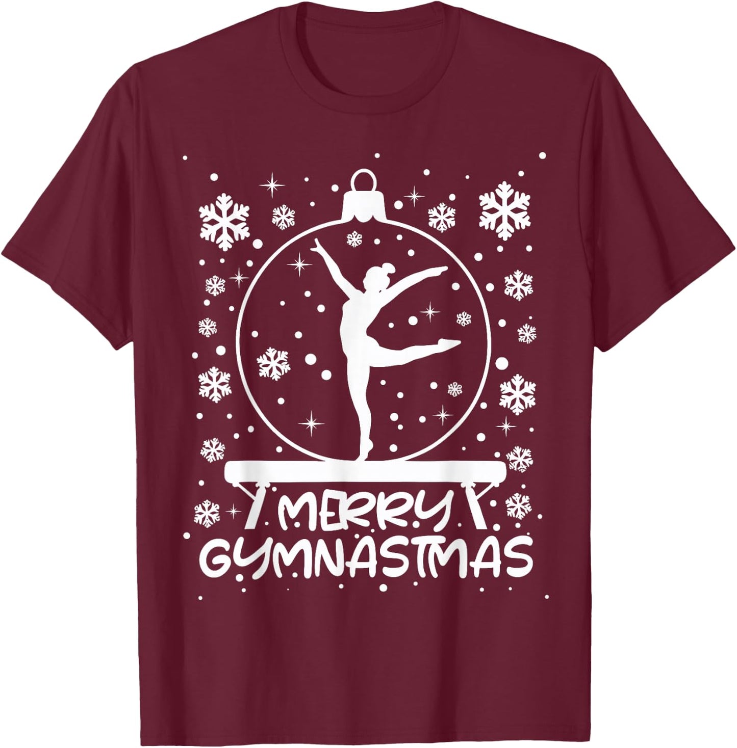 Funny Gymnast Xmas Lights Gymnastics Christmas T-Shirt - T-Shirt | Maroon