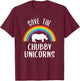 Rainbow Save The Chubby Unicorns T-Shirt - T-Shirt | Maroon