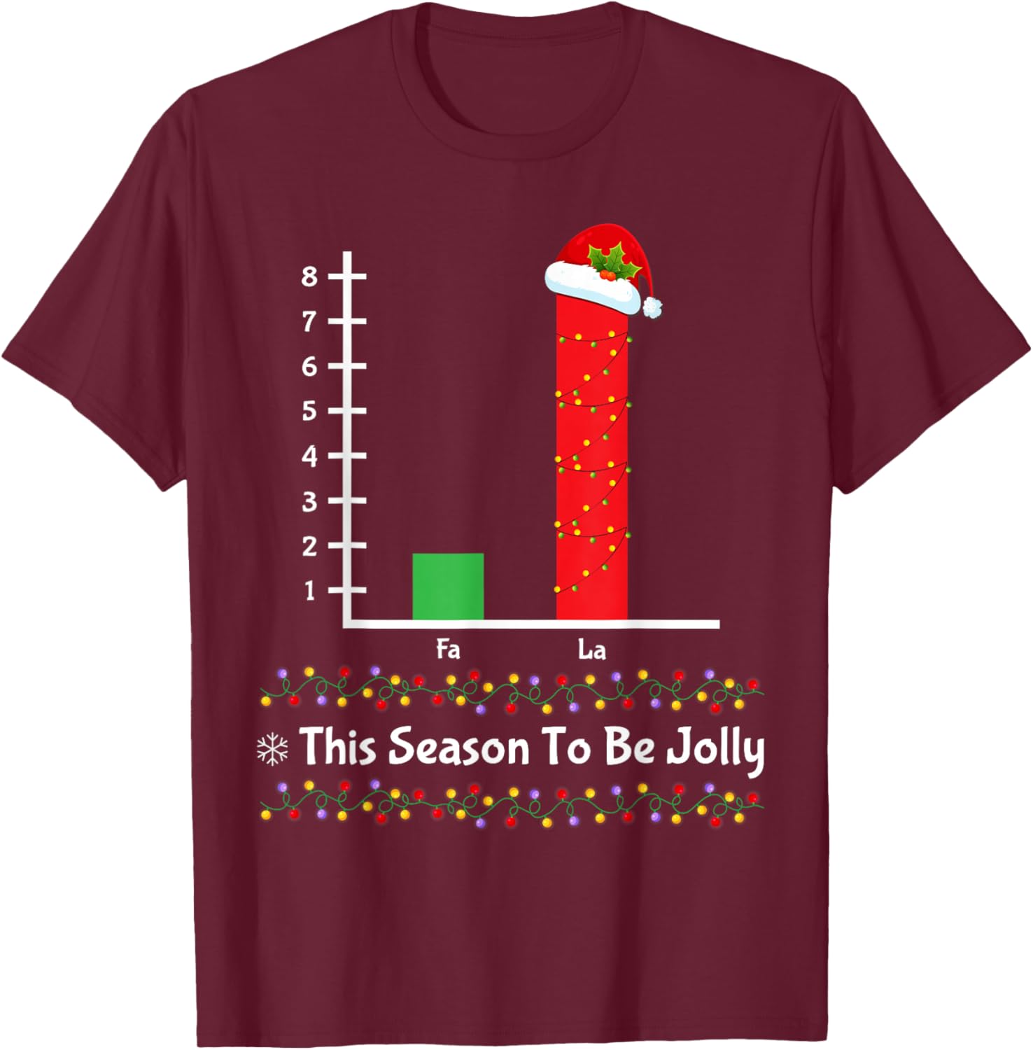 Funny Christmas Fa La La Bar Graph Math Santa Hat Gifts T-Shirt - T-Shirt | Maroon
